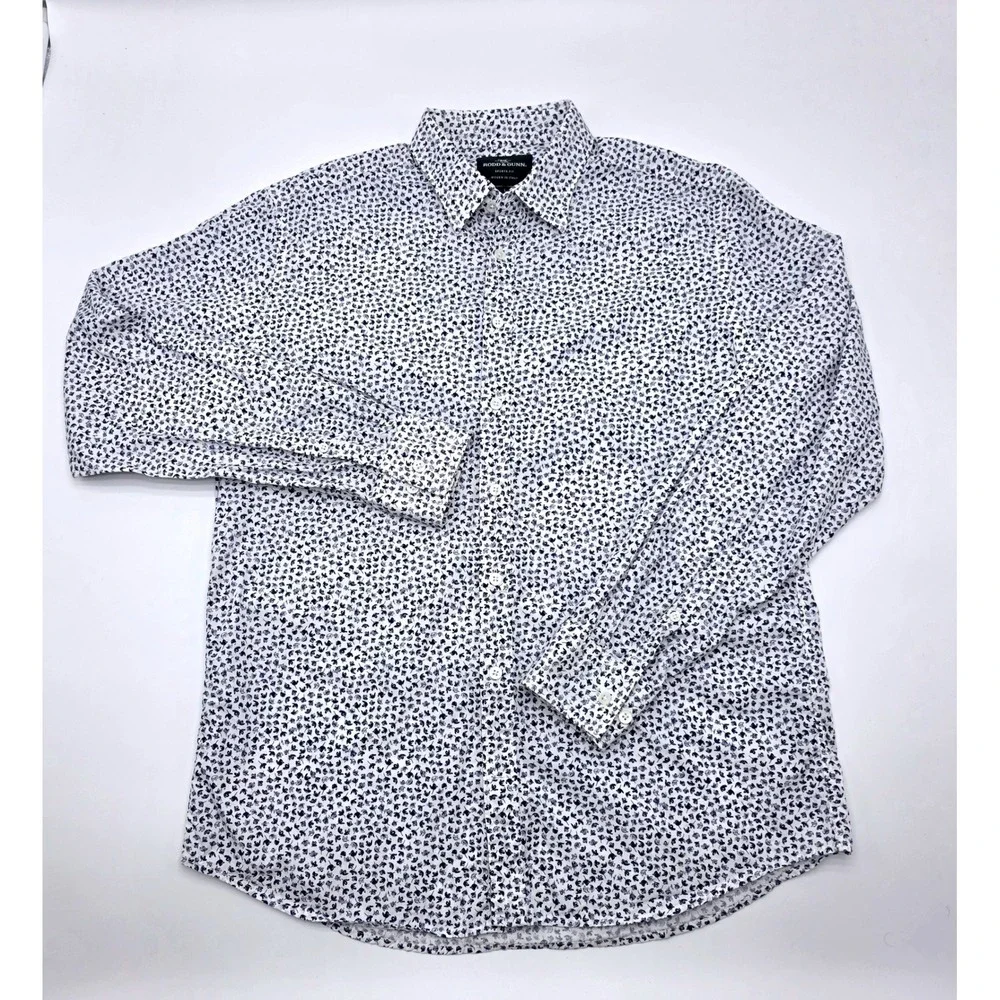 Rodd &‎ Gunn Mens Sports Fit Floral Button-Down Shirt White Navy Blue
